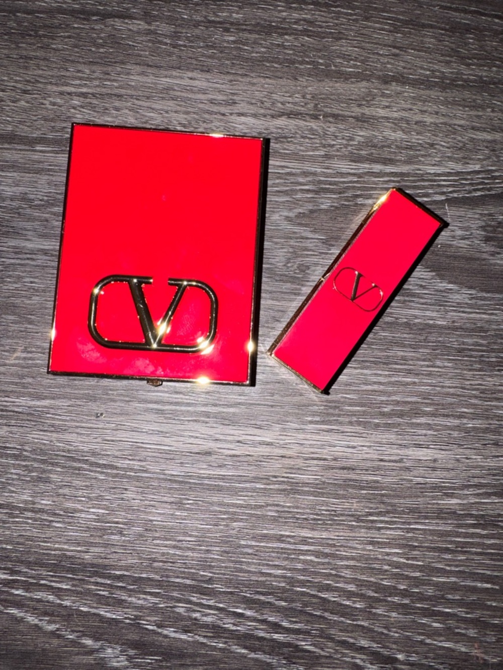 Valentino Red Lipstick with Neutral Eyeshadow Quad